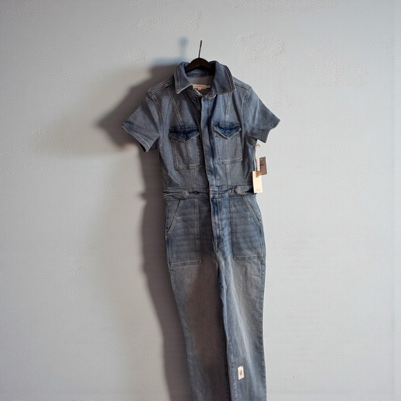 Good American Light Blue Denim Jumpsuit LARGE - Picture 2 of 6